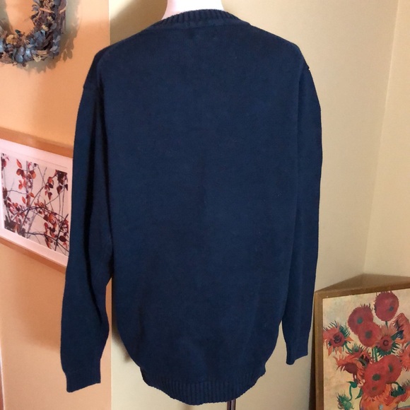 Vintage 90’s LL Bean size Large Tall Classic Crewneck Sweater 100% Cotton Navy - Picture 5 of 13